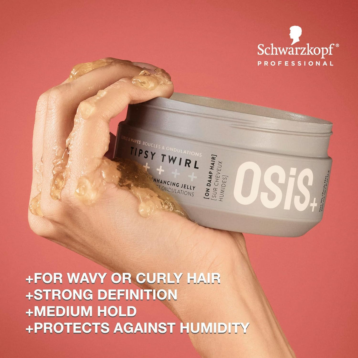 OSiS+ Tipsy Twirl curl-definition on hair for texture and shape.