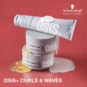 OSiS+ Tipsy Twirl damp-hair-application boosts smooth, touchable curls.