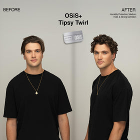 OSiS+ Tipsy Twirl lightweight-volume on hair enhances body without heaviness.