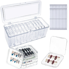 Oskrieel press-on nail storage box outer view with spacious compartments for nails and accessories.