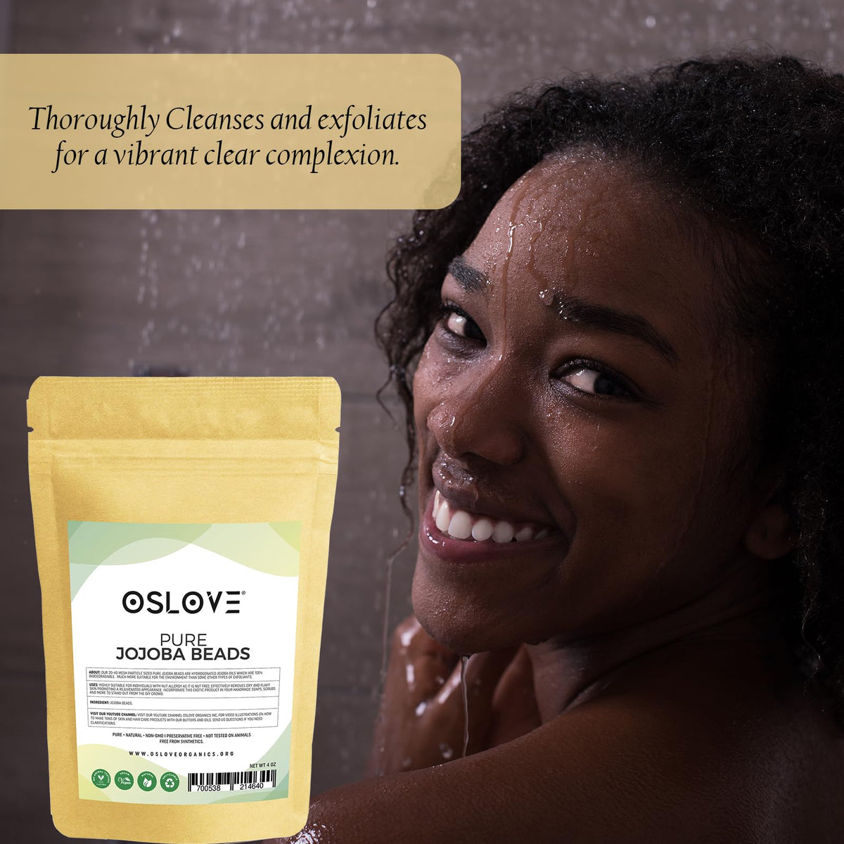 Oslove Organics biodegradable beads derived from pure jojoba oil