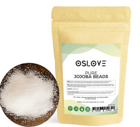 Oslove Organics jojoba beads closeup for gentle exfoliation