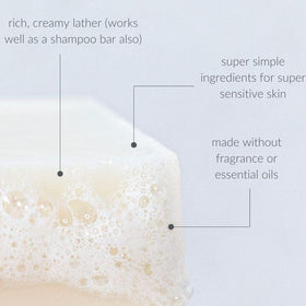 Osmia Naked Body Soap being applied to skin with sensitive handling.