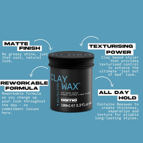 Close-up of Osmo clay wax texture showing volume and definition.