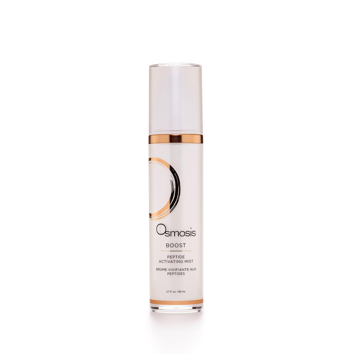 OSMOSIS Boost peptide facial mist bottle delivering instant hydration and refreshing feel.