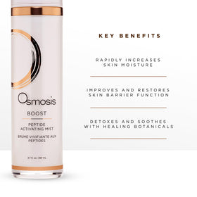 OSMOSIS Boost mist applied to the neck to refresh and hydrate skin.