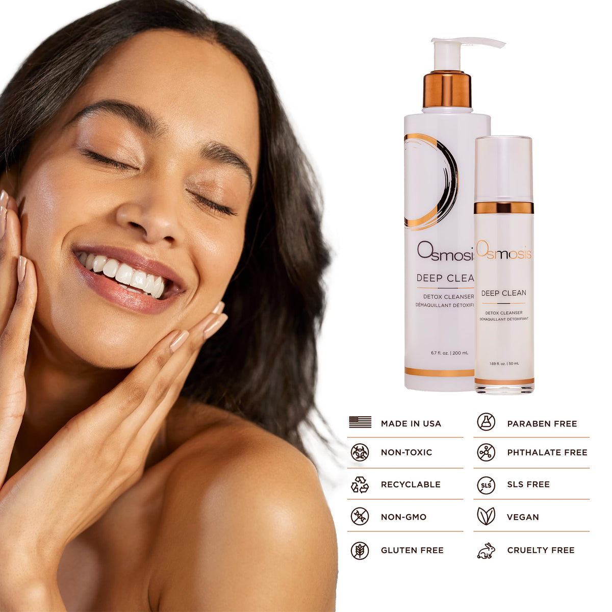 Rinse reveals balanced-looking skin after Osmosis Deep Clean cleanse
