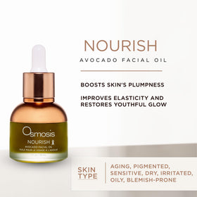 OSMOSIS Nourish avocado oil dropper — precise application for nourishment.