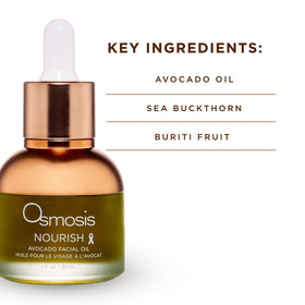 OSMOSIS Nourish avocado oil on face and neck — gentle daily moisturization.