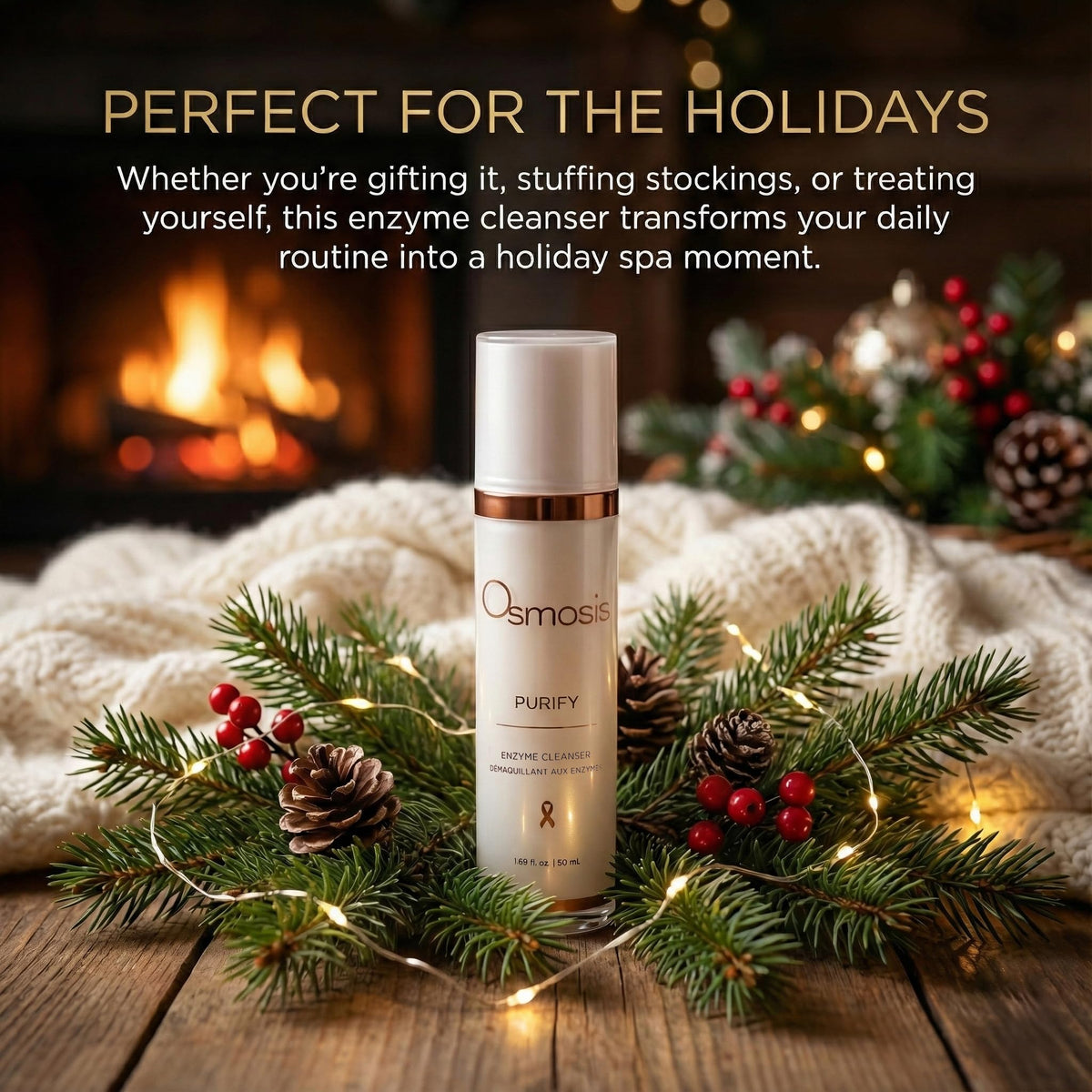 OSMOSIS Purify cleanser foaming texture indicating mild exfoliation for smoother skin