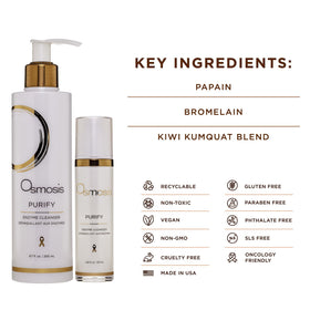OSMOSIS Purify cleanser on the neck as part of daily skincare ritual