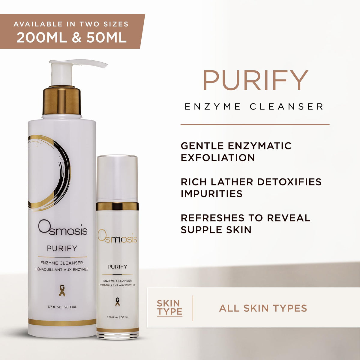 OSMOSIS Purify cleanser applied to skin suggesting a clearer-looking complexion