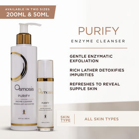 OSMOSIS Purify cleanser applied to skin suggesting a clearer-looking complexion