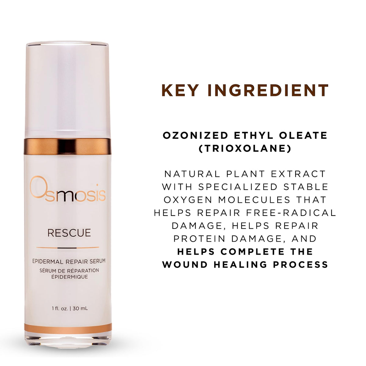 Osmosis Rescue bottle cap detail highlights precise, clean dosing.