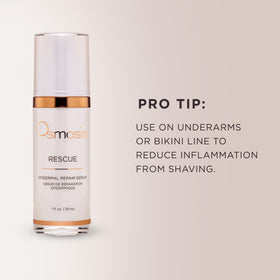 Osmosis Rescue redness close-up depicts calmer, more balanced skin.