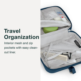 Osprey Daylite Hanging Toiletry Kit tan concrete, mesh pockets for quick access.