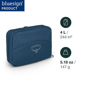 Osprey Daylite Hanging Toiletry Kit tan concrete, liner pulled out for easy cleanup.