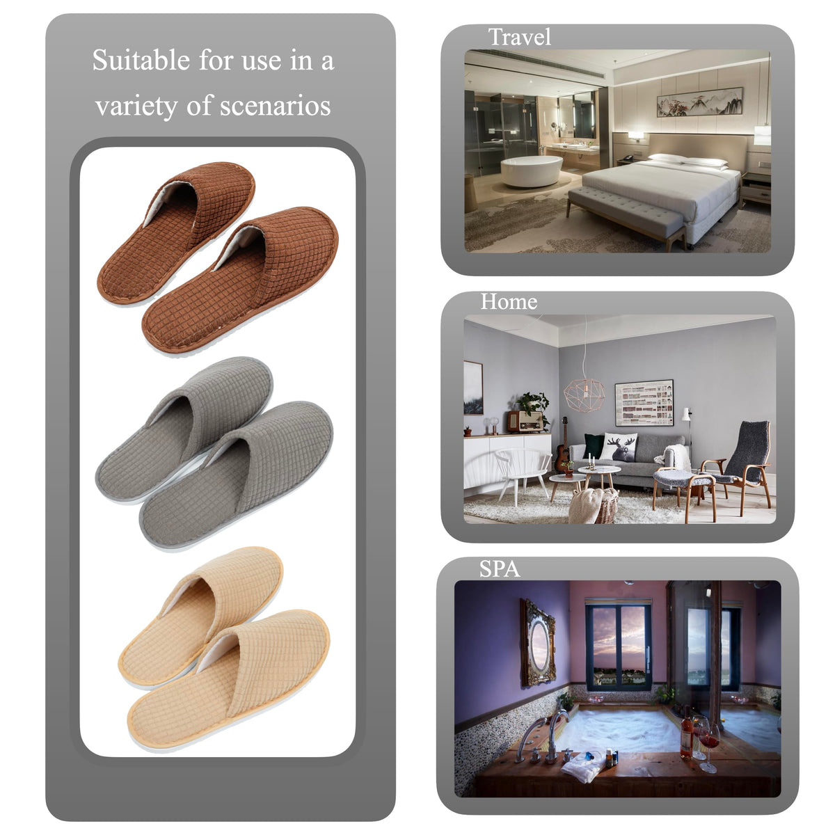 OSTADARRA hotel room slippers in a spa setting, guest-ready