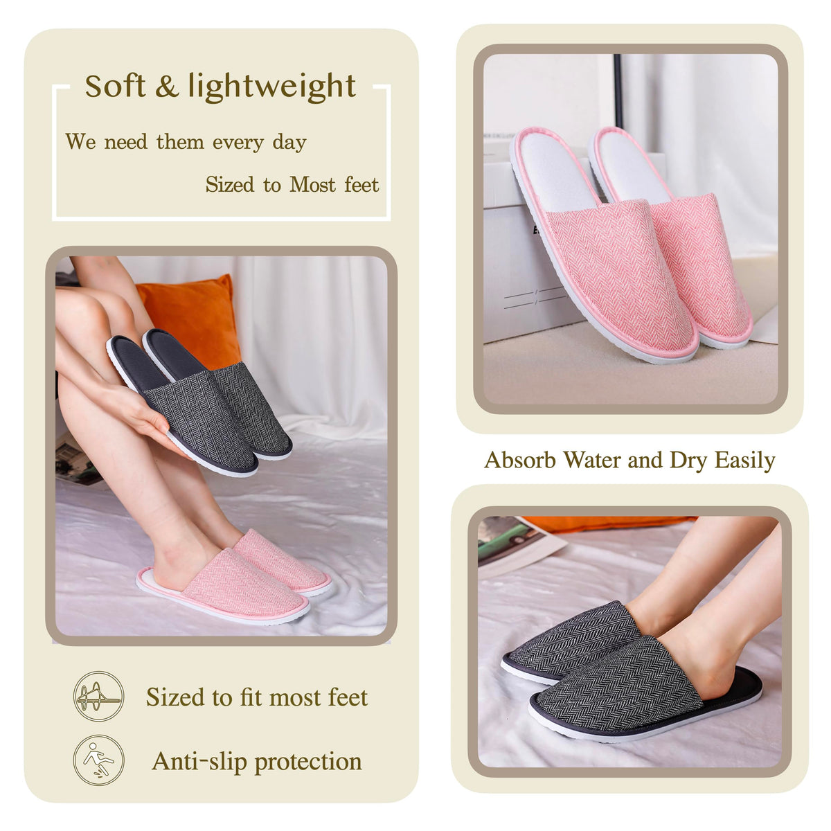 OSTADARRA hotel-use slippers boost guest comfort in rooms.