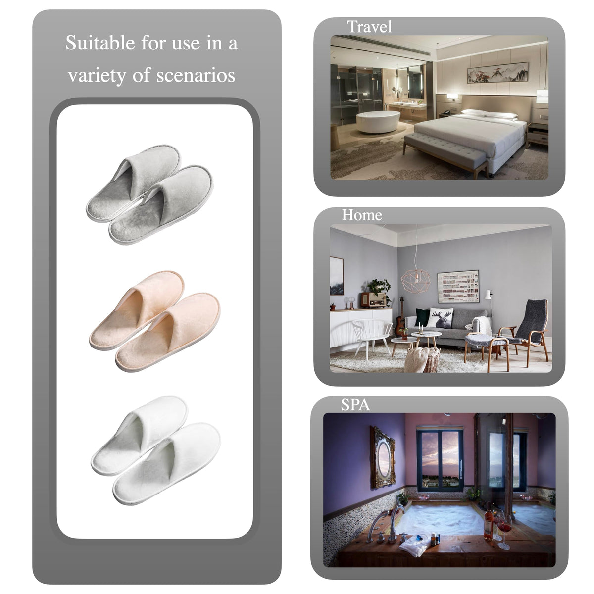 OSTADARRA one-size-fits-all slippers fit most guests comfortably.