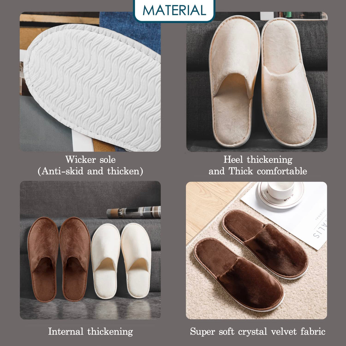 OSTADARRA spa slippers soft crystal velvet for cozy wear