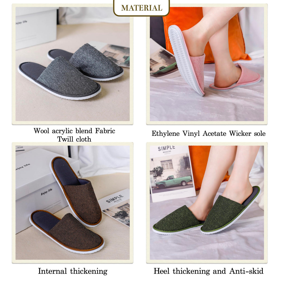 OSTADARRA wool acrylic blend offers soft, breathable comfort for long wear.