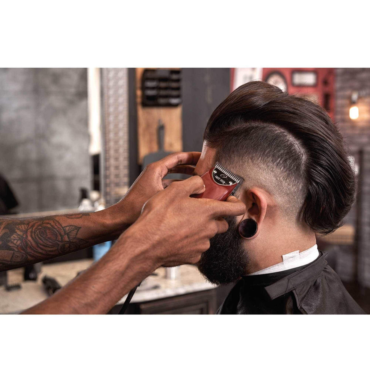 Oster clippers with an 8 ft power cord for uninterrupted sessions.