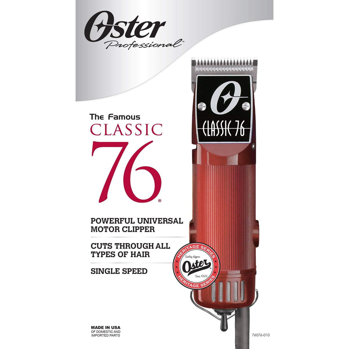 Oster Classic 76 burgundy tool with premium design for heavy-duty professional use.