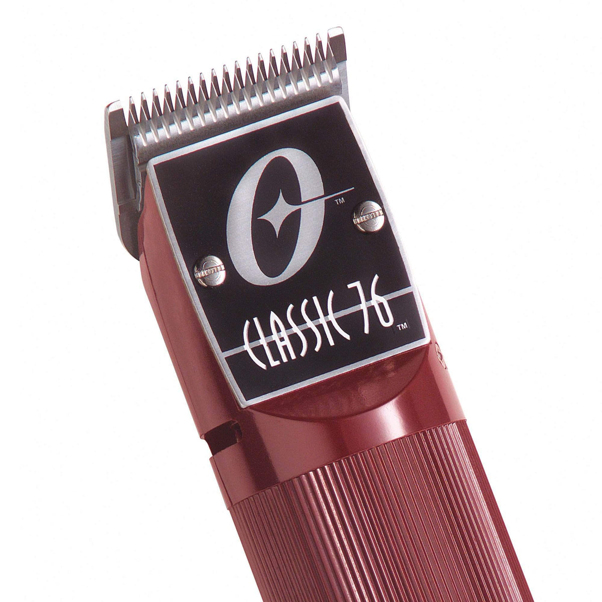 Oster Classic 76 burgundy detachable blades enabling quick changes for fades.
