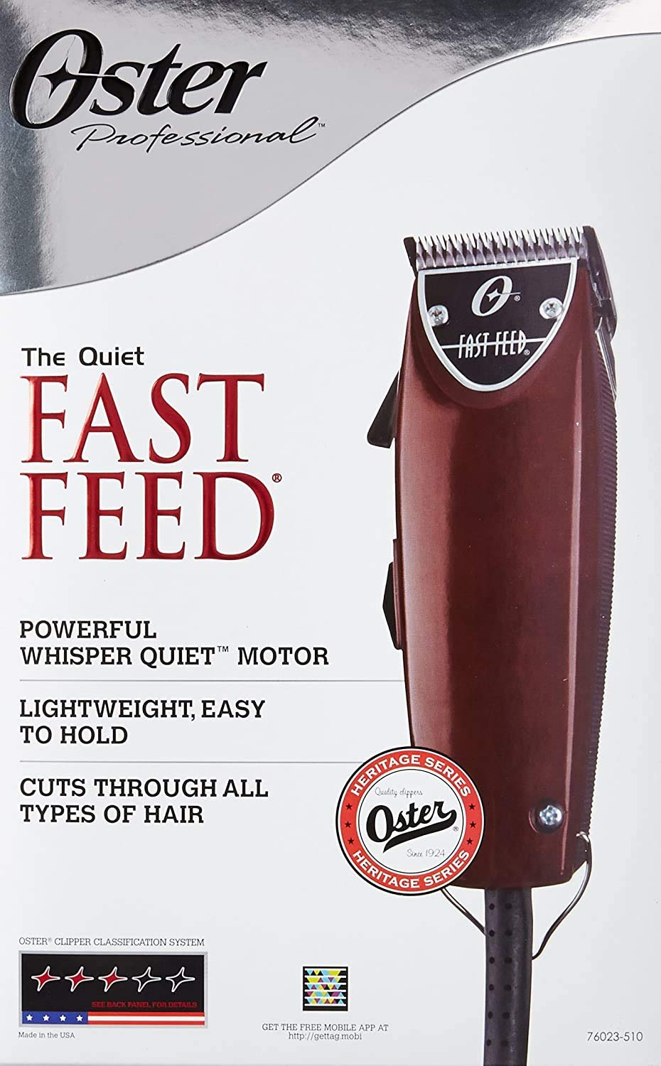 Oster Fast Feed lower blade flow guides hair for fast, smooth cutting.