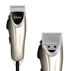 Oster blade with lower flow design guiding hair into blades for smooth cuts.
