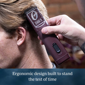 Oster Burgundy 76 Clipper ergonomic design reduces hand fatigue.