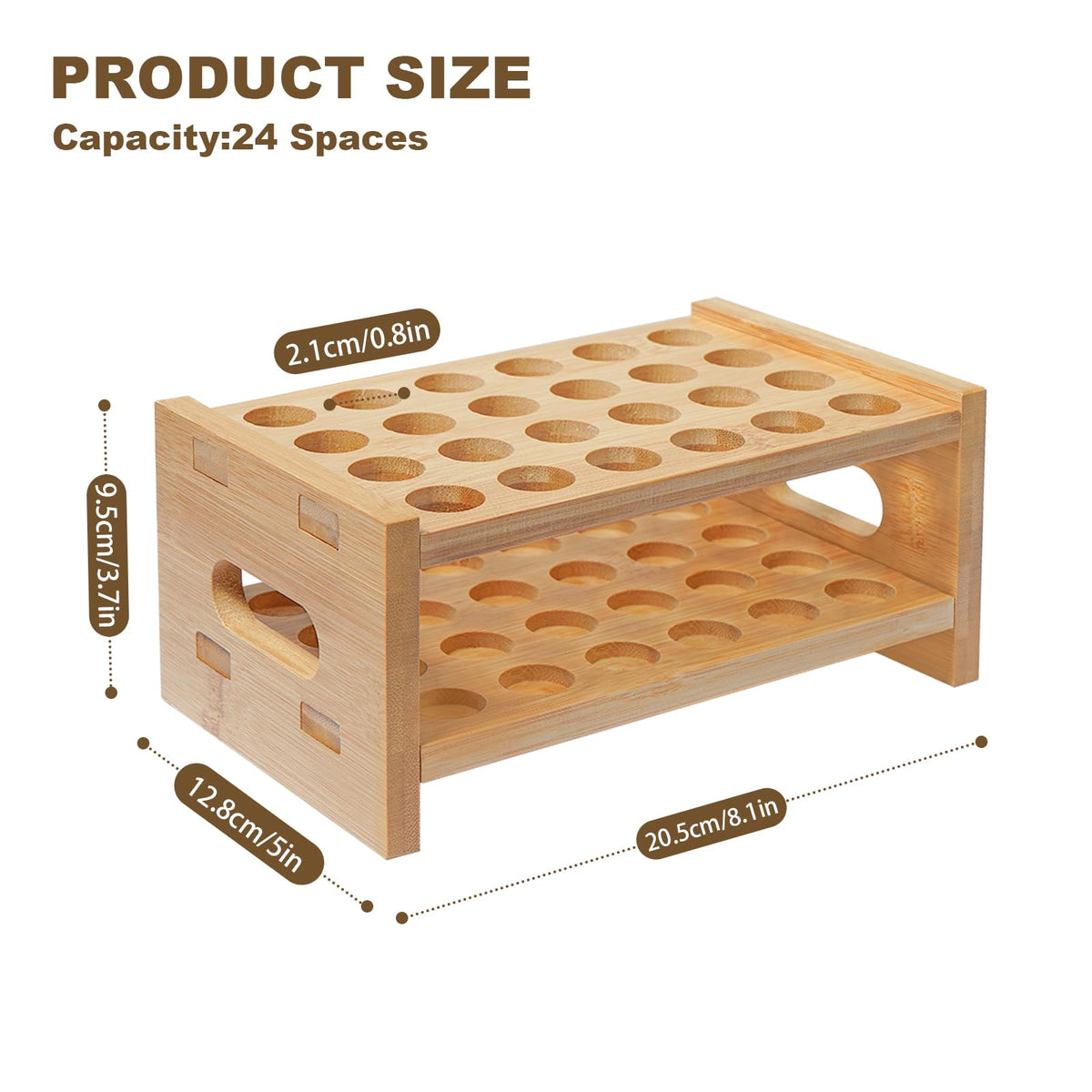 OSZKO Scentbird-compatible bamboo stand fits standard 5–15 ml bottles neatly