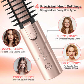 Otichannel heat settings dial showing 160–220°C for controlled styling.