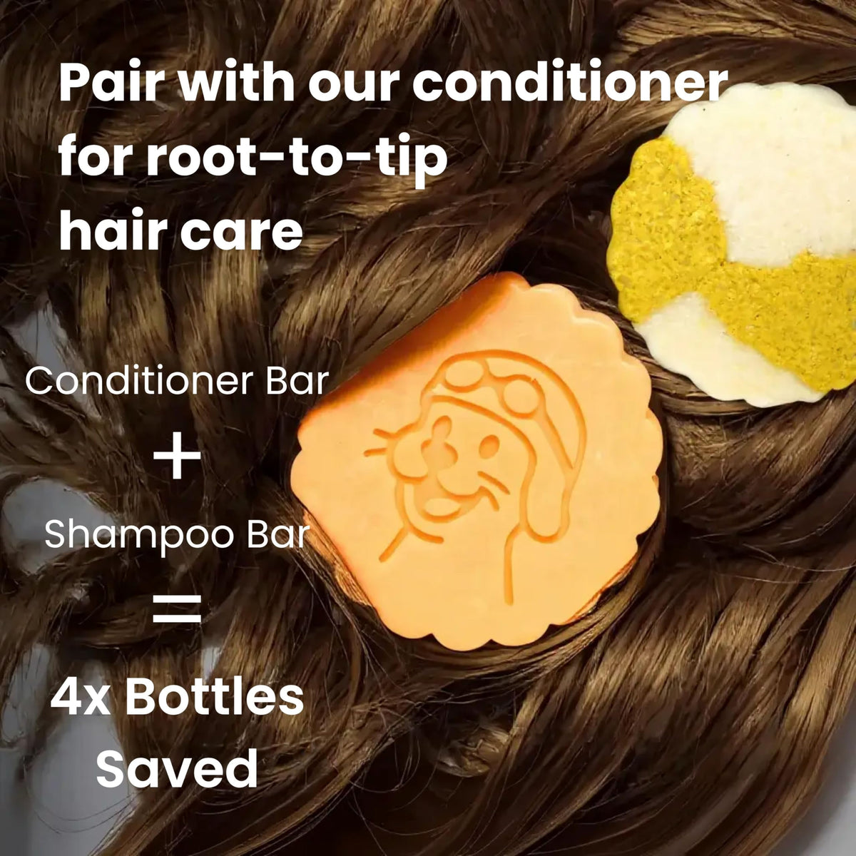 Otter Co application of conditioner bar on hair demonstrates gentle usage