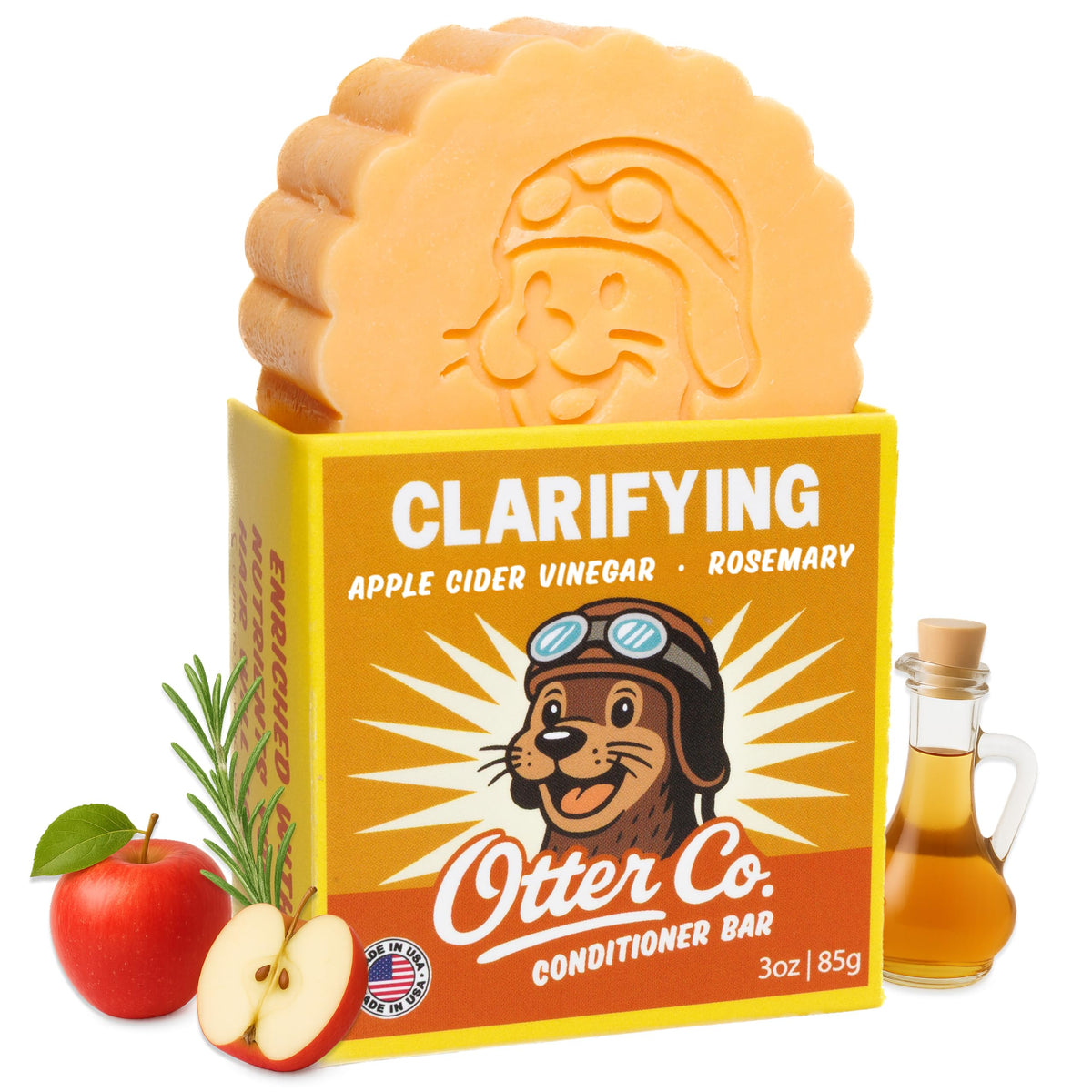 Otter Co clarifying conditioner bar bottle with eco packaging and sustainable design