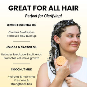 Otter Co clarifying bar close-up shows rosemary and lemon oils for scalp balance