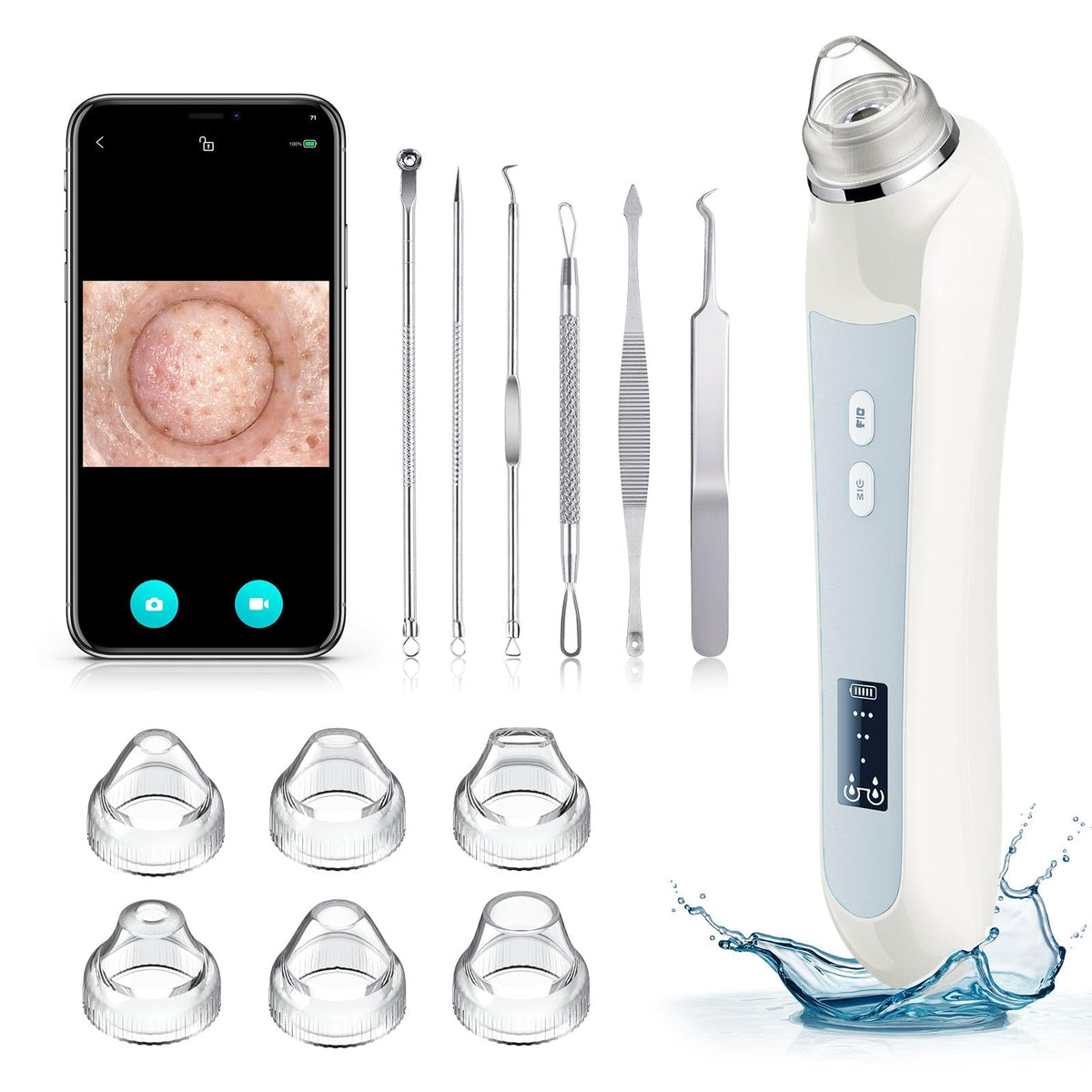 Ottleba facial pore vacuum with 1080p camera reveals pores for precise cleaning