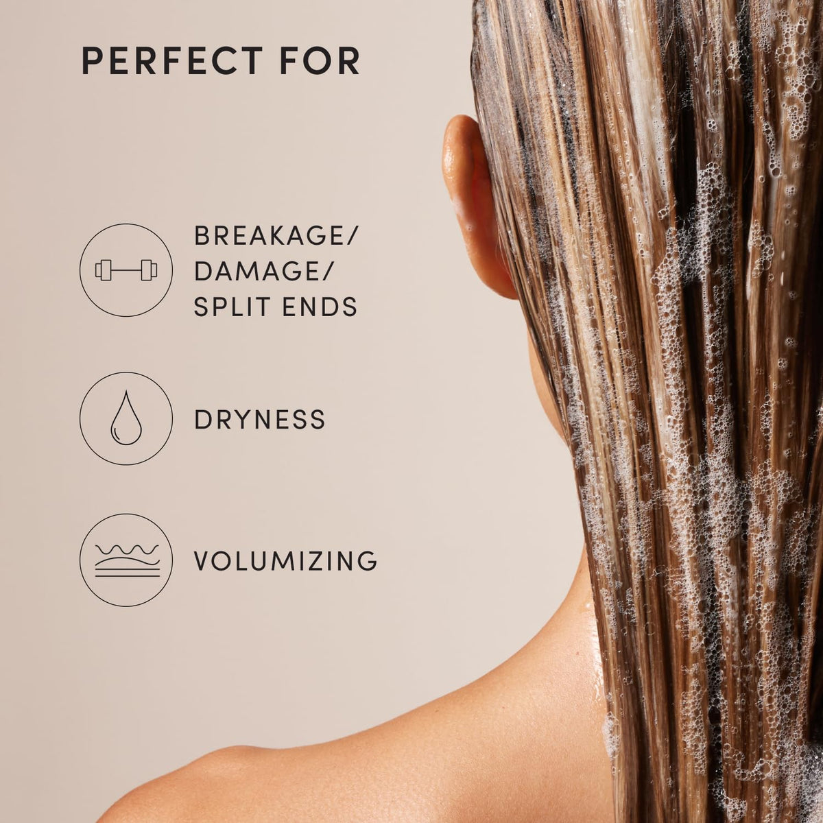 Product being used in shower with roots massage