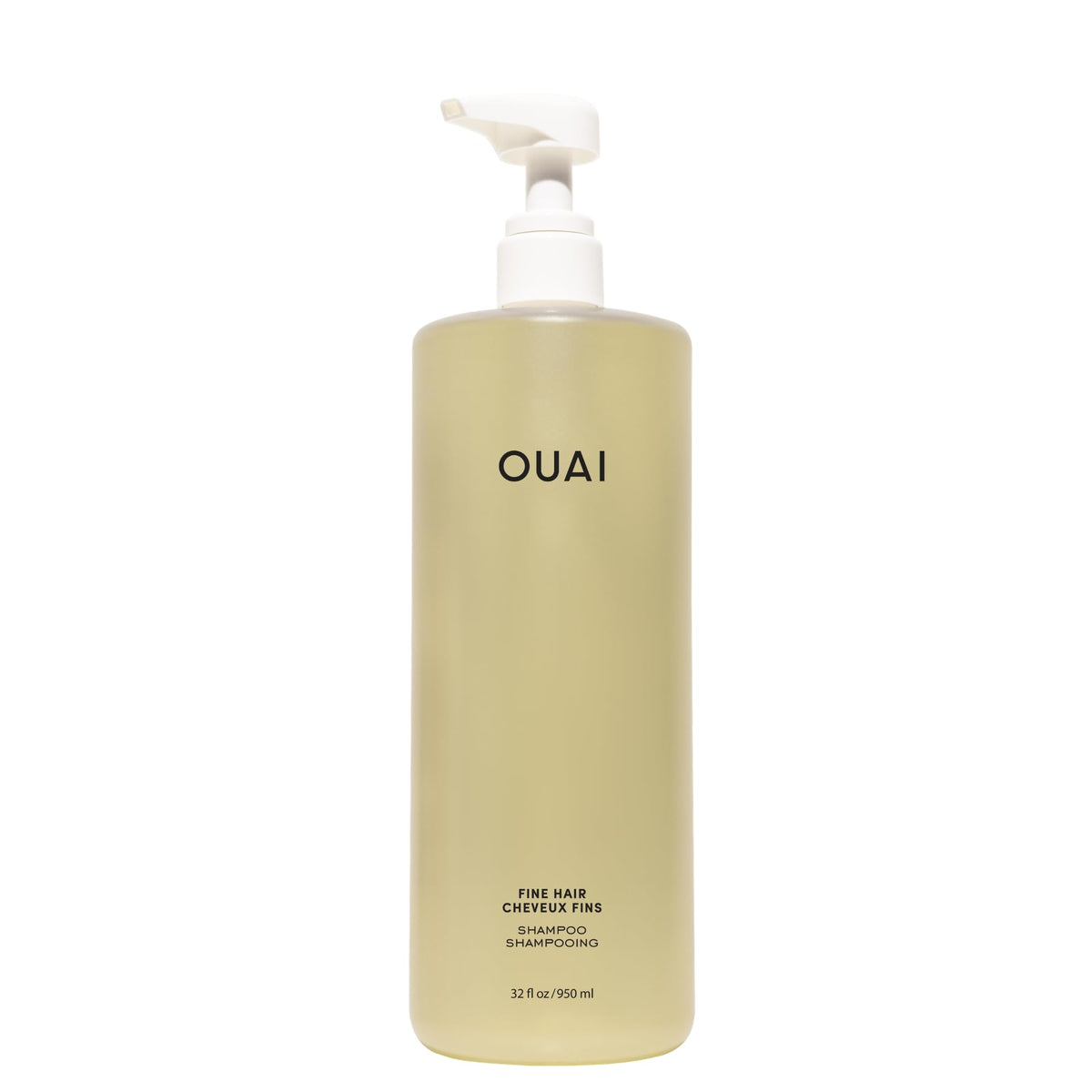 OUAI Fine Hair Shampoo bottle highlighting lift from biotin