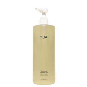 OUAI Fine Hair Shampoo bottle highlighting lift from biotin