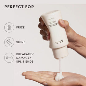 OUAI hair shine finish detail suggesting a glossy result