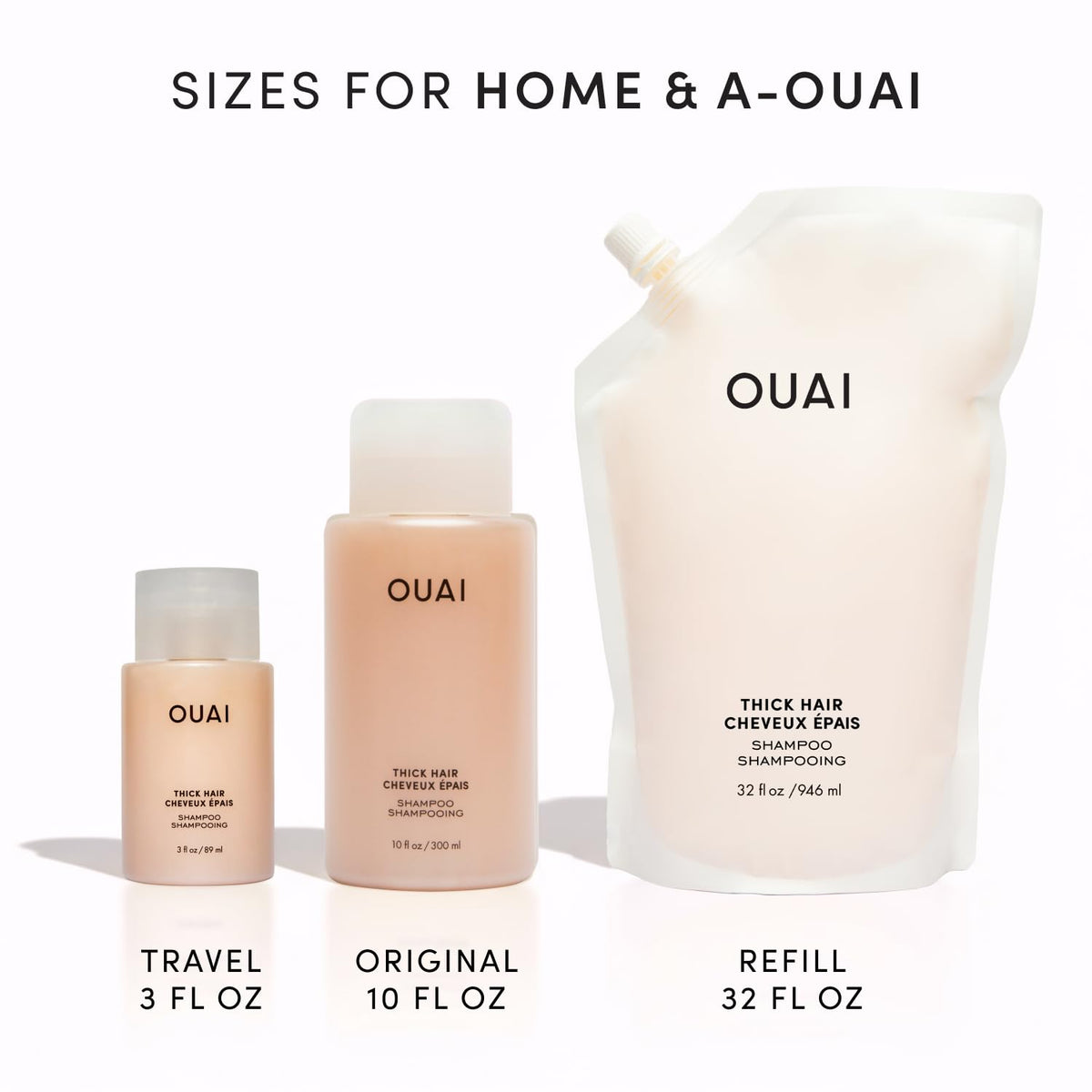 OUAI Thick Hair Shampoo in use showing rich lather and detangling