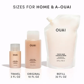 OUAI Thick Hair Shampoo in use showing rich lather and detangling
