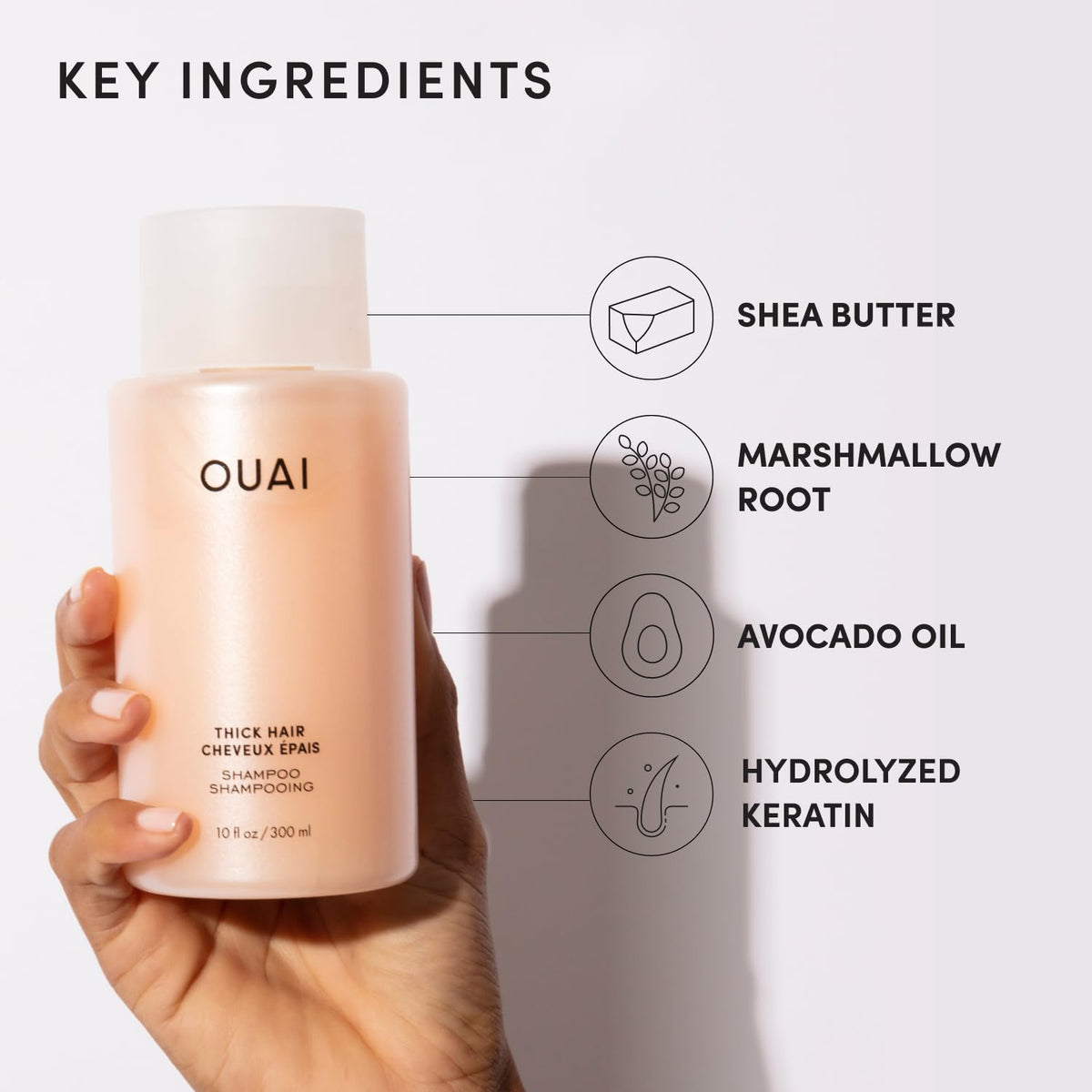 OUAI Thick Hair Shampoo sulfate-free formula suits color-treated hair