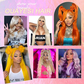OUAYESI lace front wig natural parting for versatile styling.