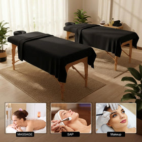 Oudain microfiber sheets sized for most standard tables, simplifying setup between clients.
