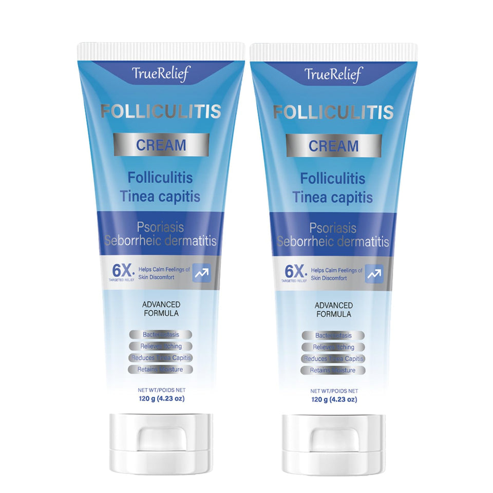 OUHENGTEK Folliculitis Cream bottle on a clean surface for soothing daily care.