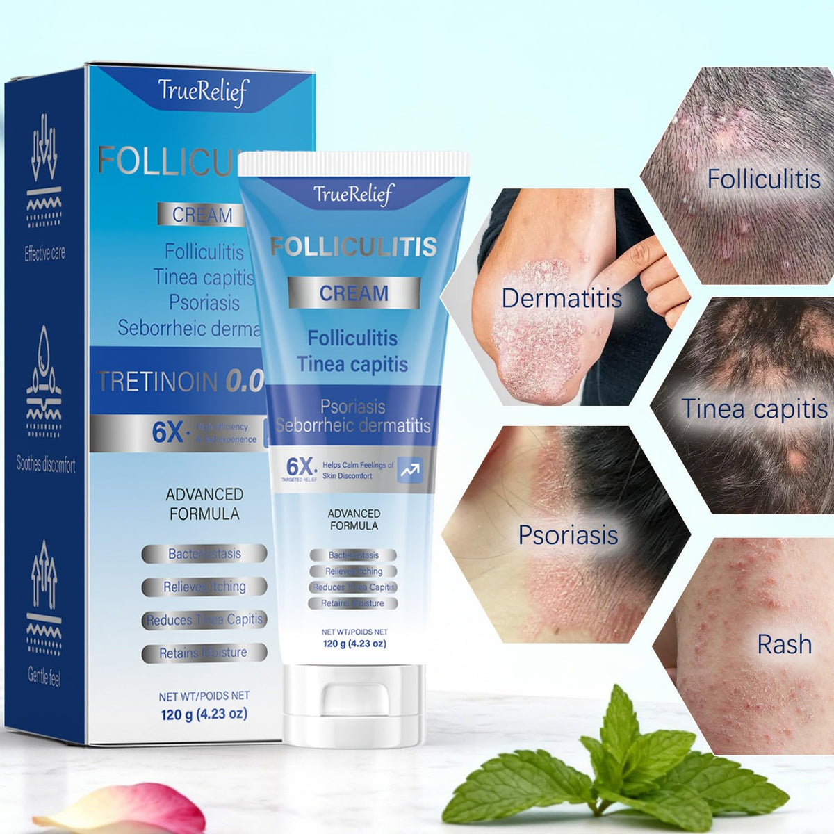 Back-of-pack details of OUHENGTEK Cream for ongoing soothing routine.