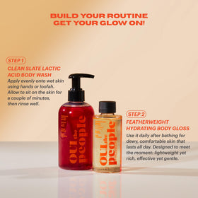 Hands applying CLEAN SLATE as a dual-use cleanser for face and body.